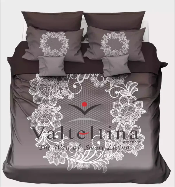 Valtellina King Size 3D Satin Printed Bedsheet 108x108 Inches, 350 TC Ultra-Soft Fabric with 2 Pillow Covers