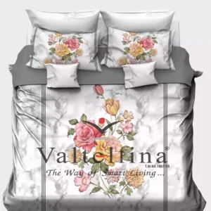 Valtellina King Size 3D Satin Printed Bedsheet 108x108 Inches, 350 TC Ultra-Soft Fabric with 2 Pillow Covers