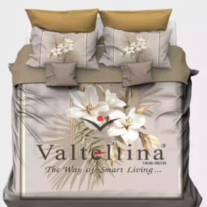 Valtellina King Size 3D Satin Printed Bedsheet 108x108 Inches, 350 TC Ultra-Soft Fabric with 2 Pillow Covers