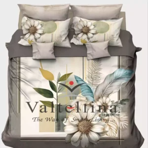 Valtellina King Size 3D Satin Printed Bedsheet 108x108 Inches, 350 TC Ultra-Soft Fabric with 2 Pillow Covers