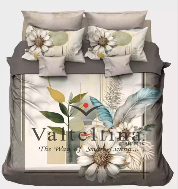 Valtellina King Size 3D Satin Printed Bedsheet 108x108 Inches, 350 TC Ultra-Soft Fabric with 2 Pillow Covers