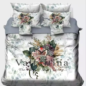Valtellina King Size 3D Satin Printed Bedsheet 108x108 Inches, 350 TC Ultra-Soft Fabric with 2 Pillow Covers
