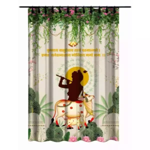 Valtellina Premium Divine Printed Temple Curtain – 7 Feet Long, Single Panel, Pooja Room, & Meditation Spaces.