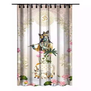Valtellina Premium Divine Printed Temple Curtain – 7 Feet Long, Single Panel, Pooja Room, & Meditation Spaces.