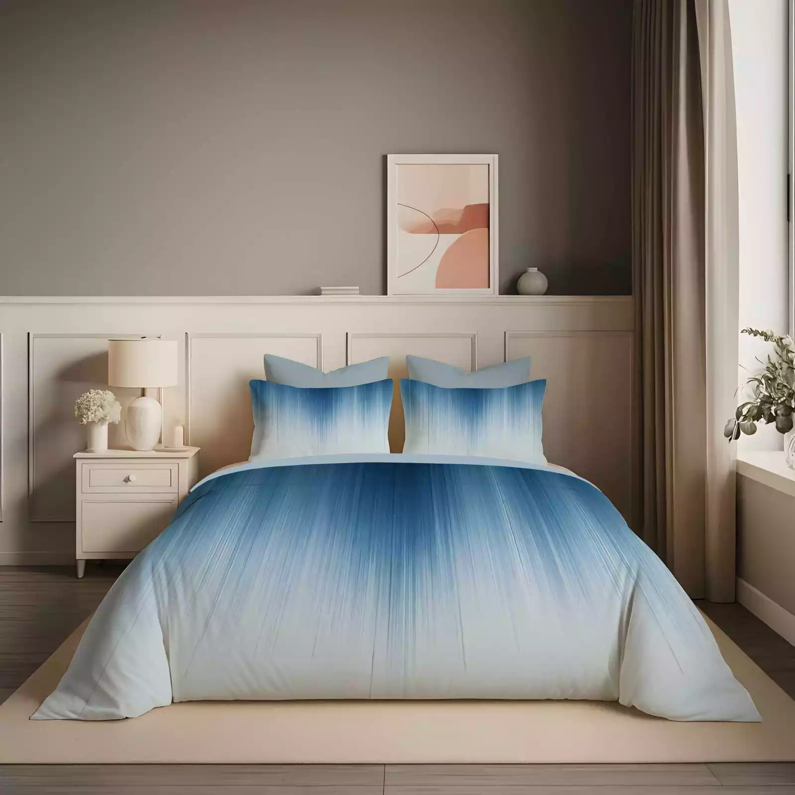 Valtellina India King Size Elastic Fitted Bedsheet Set (3 Pieces) – Premium Gradient Design