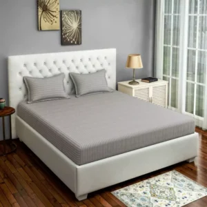 Valtellina Double Microfiber Gray Stripes Fitted Sheet